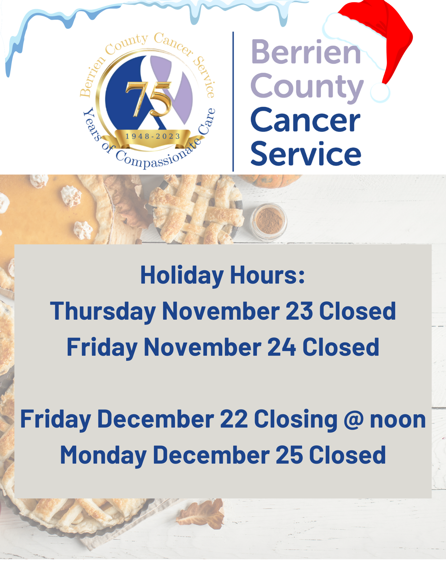 Holiday Hours Thursday November Closed